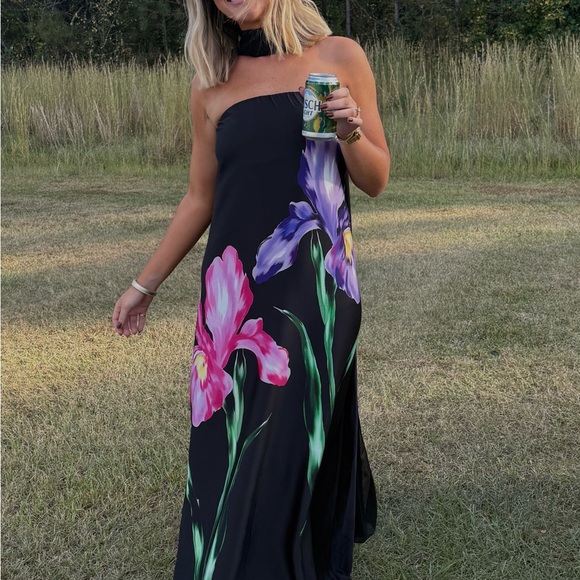 Show Me your Mumu Floral Black Maxi Dress + tie - Picture 3 of 4